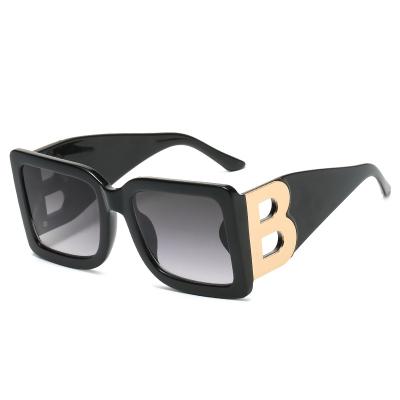 China Fashion Designer Letter B Black Square Frame UV400 Frame Luxury Hip Hop Colorful Extra Hop Sunglasses For Men And Women for sale