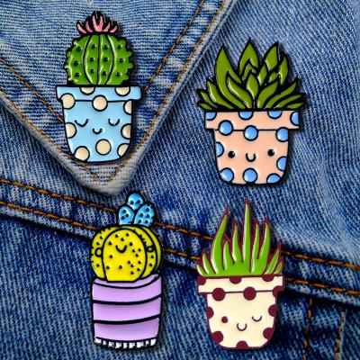 China Funny and novelty jacket denim cactus factory Europe fashion cactus enamel pin pins for women for sale