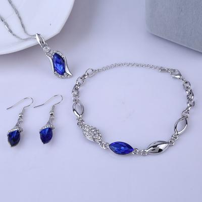 China High Quality FASHIONABLE Horse Eye Crystal Angel Elf Earring Bracelet Necklace Jewelry Set for sale