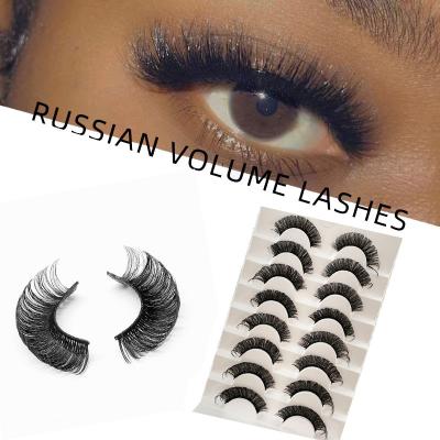 China 25-30 Times 3d Faux Mink Russian Lashes False Eyelashes And Tools Wholesale Full Strip Eyelashes for sale