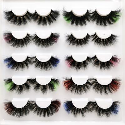 China Long Lasting Red Rose Color Strip Lashes Group Natural Russian Lashes Colored Faux Mink Lashes for sale