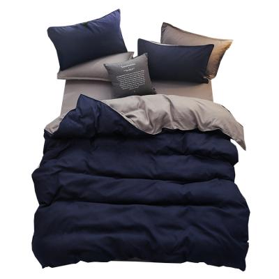 China New Design Non-toxic Simple Style Soft 100% Polyester Comforter Cover Two Tone Microfiber Duvet Cover Set for sale