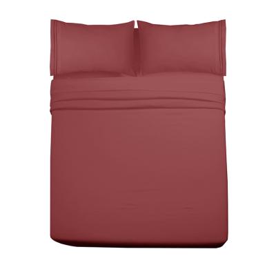 China Solid Dyed Made In China Ultra Soft Embroidery 1800 Thread Count Microfiber Polyester Fabric Sheet Sets for sale