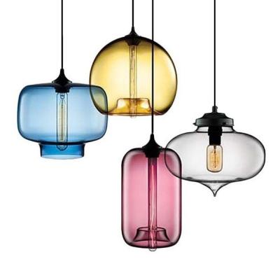 China Colorful Modern Fishbowl Glass Pendant Light - 8 colors & 13 shapes available for sale