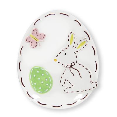 China Sustainable Easter Egg Shape Ceramic Kitchen Plates 2020 White for sale