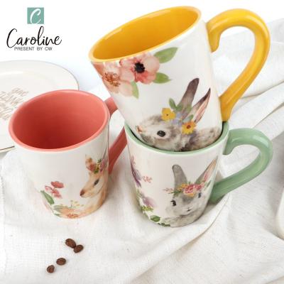 China Cute Rabbit Funny Viable Bunny CeramicTea Cup Coffee Mug for sale