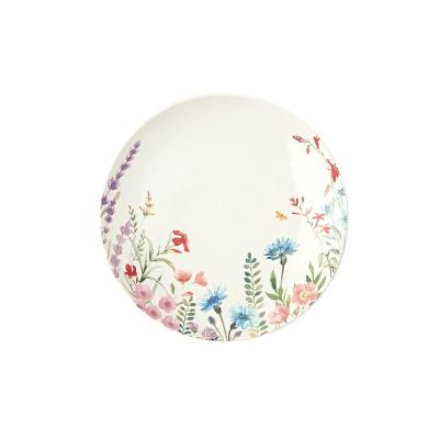 China Sustainable Hand Painted Flower Ceramic Dinner Plates for sale