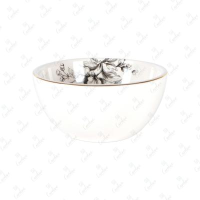 China Viable White Elegant Floral Modern Ceramic Bowls for sale