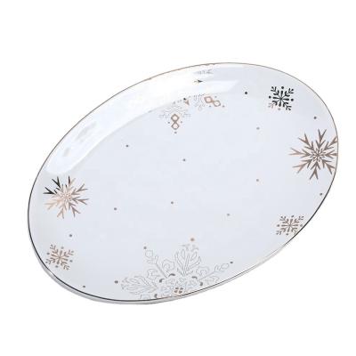 China Sustainable Christmas dinner plate with snowflake for sale