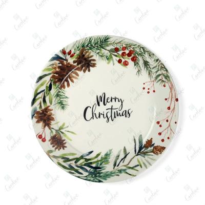 China Viable Customize Creative Luxury Ceramic Christmas Eva Plates Sets For Festival for sale