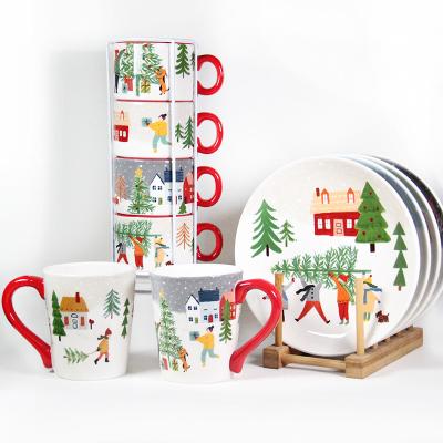 China New Christmas Coffee Set Porcelain Mug Stocked Ceramic Dishes for sale