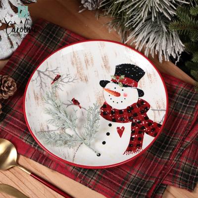 China Sustainable Ceramic Christmas Dessert Dish Dinner Restaurant Dishes Set for sale