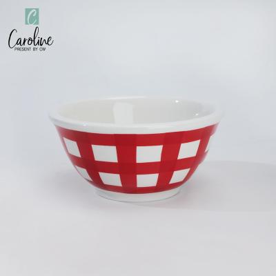 China Hot Selling Holiday Gift Salad Bowl Free Plaid Promotional Pattern Two Piece Bowl for sale