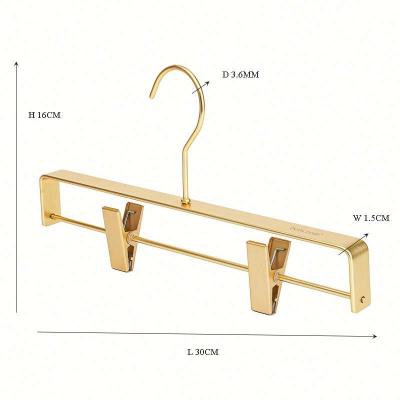 China 2021 Shiny Gold Metal Hanger Eco-friendly Material Aluminum Hangers For Pants With Clips for sale