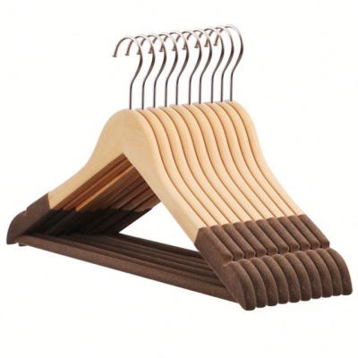 China High quality durable cheap wooden fabrics shirt hanger for supermarket for sale