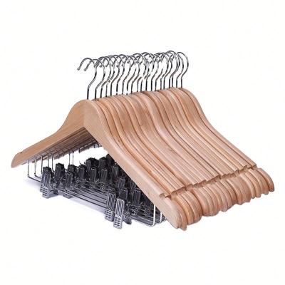 China Wholesale Cheap Wooden Manufacturer Wooden Skirt Hanger Eco-Friendly Material Hanger With Staples Wooden Hanger for sale