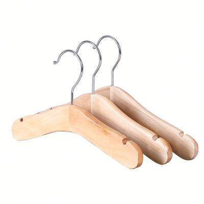 China Hot Sale Non-Slip 100 Pack Natural Anti-Slip Strip Kids Clothes Hanger Wooden Hanger for sale