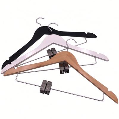 China CLASSIC Hot Selling Wooden Hangers Cheap Custom Logo Wooden Clip Hanger Hangers For Boutique for sale