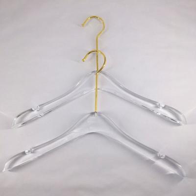 China Huasheng Durable Custom Size Clear Acrylic Suit Hanger for Shop Logo Printing Acrylic Custom Hanger Fashion for sale