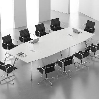 China Boardroom Office Furniture Modern Sleek Extendable White Conference Meeting Table for sale