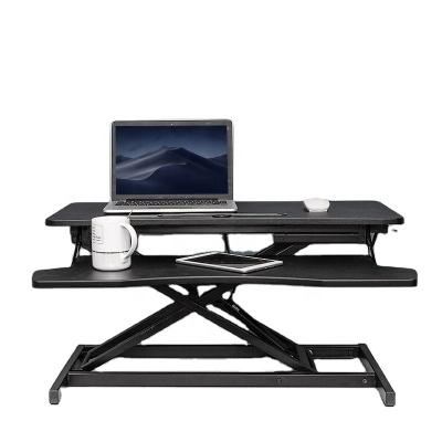 China Wooden Sit Stand Desk Convertor With Ergonomic Adjustable Height Ergonomic Adjustable Riser Desktop Converter Convertible Standing Keyboard Tray for sale