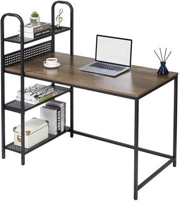 China Expandable Home Office Industrial Stable Steel Structure H Form PC Computer Desk Table With Metal Book Shelves for sale