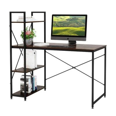 China European Simple Modern Style Extendable H Shape Computer Desk Table With Book Shelves for sale