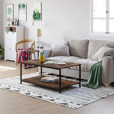 China Convertible Living Room Rectangle Metal Frame Wood Frame Rustic Industrial Cheap Square Coffee Table For Sale for sale