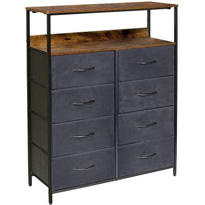 China Factory direct sale modern living room custom industrial 8 drawer cheap dresser with shelf for sale