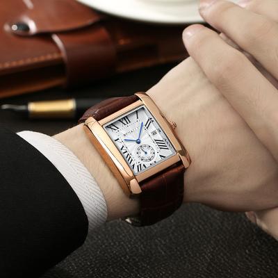 China Hot Selling Date Automatic High-Grade Fashion Wrist Watch Leather Business Waterproof Men's Quartz Watch for sale