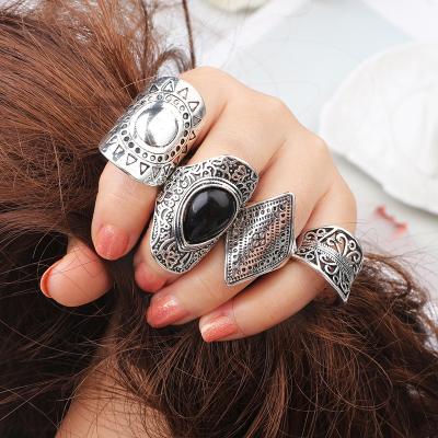 China New fashion style hot sale high quality bohemian ring bohemian set retro alloy ring women accessories jewejlry for sale