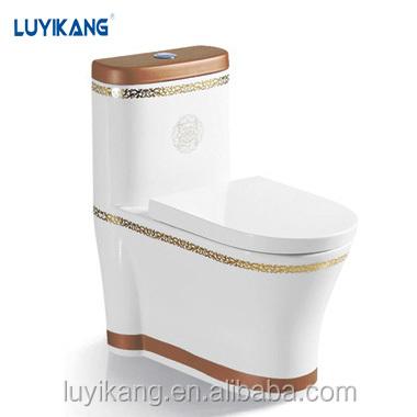 China L878 Double-Flow Gold Champagne Gold WC Extended Modern One Piece Toilet Furniture Ceramic Design Siphonic WC Extended One Piece Toilet for sale