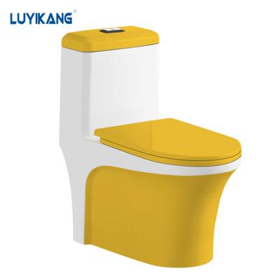 China Double-flush L870 Yellow Ceramic Porcelain Toilet WC Sizes Colored Toilets For Sale European Standard One Piece Toilet for sale