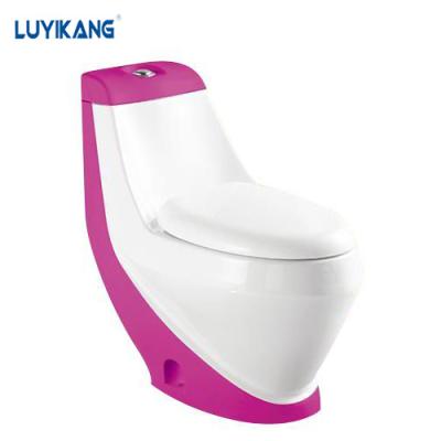 China L2474 Double-flush hotel style porcelain factory red ceramic one-piece toilet colored toilet new for sale