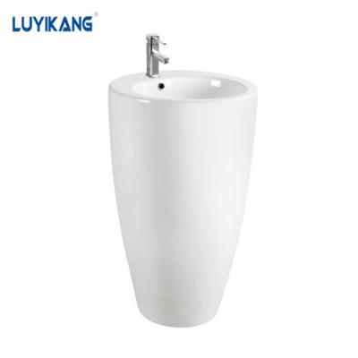 China L7017 China Supplier Round Ceramic Free Standing Pedestal Wash Basin for sale