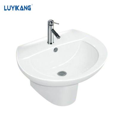 China L103 Sustainable Wash Basin Ceramic Material Sanitary Ware Wall-hung Semi One Piece Pedestal Basin for sale