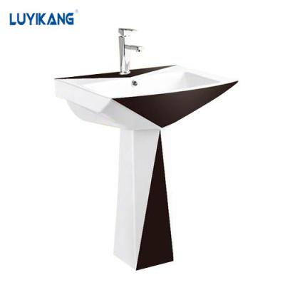 China L2058C Chaozhou factory ware color single hole pedestal washbasin sanitary black single ceramic floor standing washbasin for sale