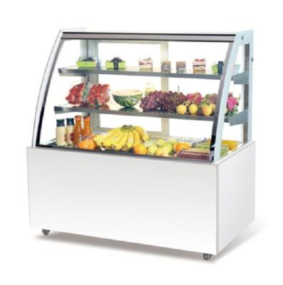 China Single-temperature fan cooled multi-function open arc cake display cabinet for displaying bread and cupcakes in dessert shops for sale