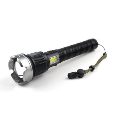 China Powerful Rechargeable Tactical Flashlight XHP90 China Big Zoom Power Bank Long Cob Led Flashlight for sale