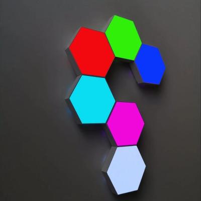 China Modern Quantum Led Hexagon Wall Light RGB Smart Creative Diy Touch Sensor Magnetic Honeycomb Assemble Modular for sale