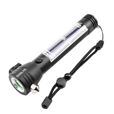 China USB Rechargeable Multi LED Safety Hammer Solar Powered Car Emergency Safety Hammer Flashlight Function Tactical Flashlight for Increase Camping Emergency for sale