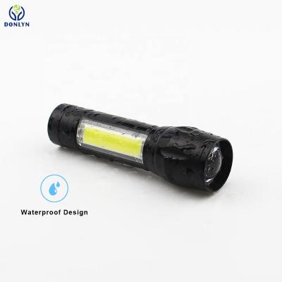 China Zoomable LED Flashlight/Multifunctional Aluminum Mini Rechargeable Flashlight Donlyn- Zoomable LED Flashlight with Side Core Mini Rechargeable Flashlight Tactical for sale