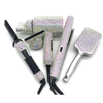 China Outdoor Luxury Crystal 500 Degree Hot Comb Hair Blow Dryer Set Crystallized Fascinating Hair Tool Kit for sale