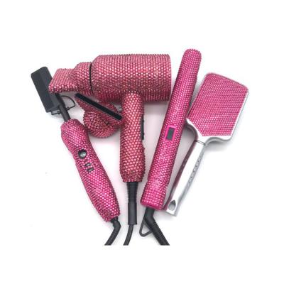 China Outdoor Hot Selling Hair Styling Tools Bling Crystal Flat Iron Hair Straightener Set for sale