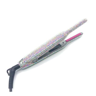 China Hotel Mini Morgani Bling Rhinestone Pencil Hair Straightener Curler Curling Iron For Unisex Beard Short Hair Styler for sale