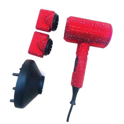 China Ionic Luxury Size Speed ​​Hair Styling Tools Professional Salon Hair Dryer Ionic Red Crystal Blow Dryer for sale