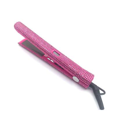 China Hot Selling Hotel Hair Tool Bling Pink Crystal Flat Iron Hair Straightener for sale