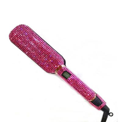 China NEW Hotel Design Biggest Hair Straightener Bling Diamond High Temperature Hot Flat Iron for sale