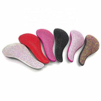 China For Home Use Hot Sale Wet/Dry Hair Massage Sweep Beautiful Handmade Rhinestone Embellished Detangler Hair Brush for sale