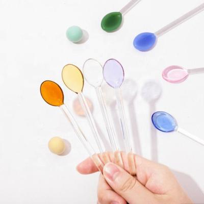 China KOREAN Heat Resistant Yellow Colored Borosilicate Glass Coffee Juice Stir Rod Cocktail Milk Dessert Spoon Stirring Rod for sale